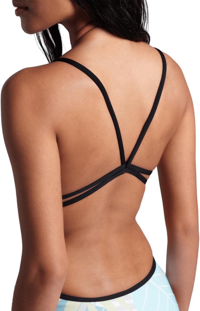 imageARENA Womens Performance Womens Light Floral Lace Back SwimsuitBlackWhite Multi