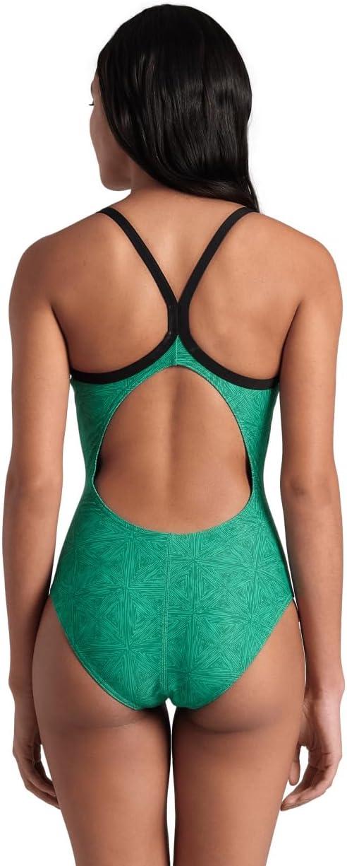 imageArena Womens Arena Performance Womens Abstract Tiles Team Print Light Drop Back SwimsuitBlackTeam Green