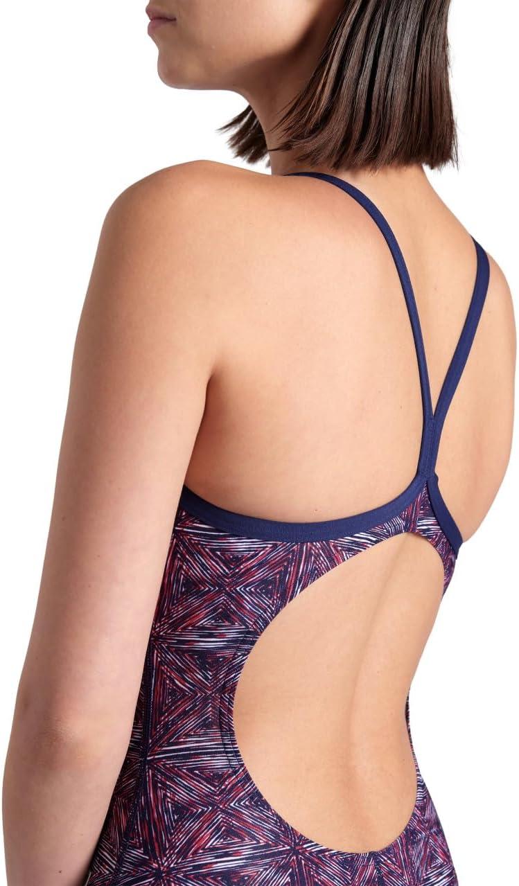 imageArena Womens Arena Performance Womens Abstract Tiles Team Print Light Drop Back SwimsuitNavyTeam Red White Blue