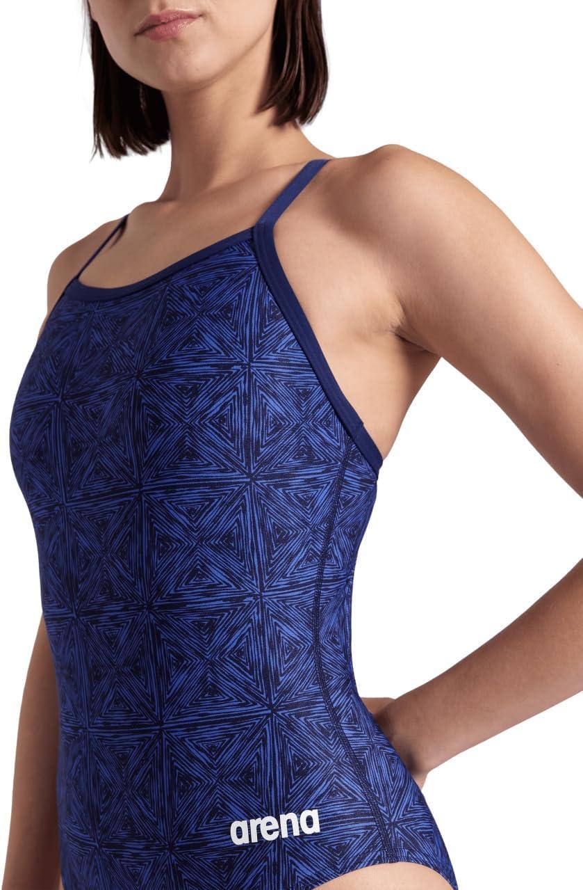 imageArena Womens Arena Performance Womens Abstract Tiles Team Print Light Drop Back SwimsuitNavyTeam Royal