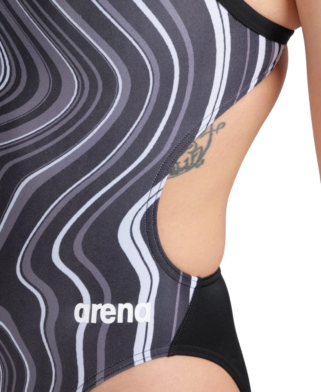 imageArena Womens Arena Performance Womens Marbled Challenge Back SwimsuitBlackBlack Multi