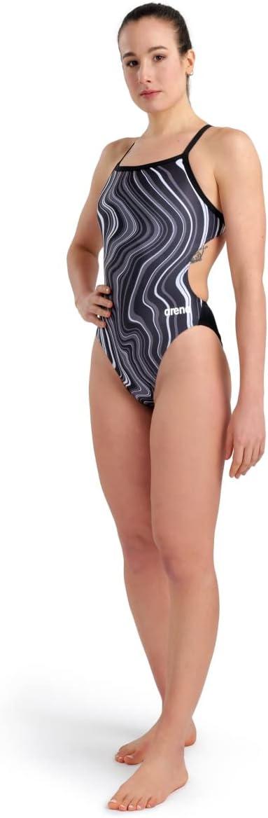 imageArena Womens Arena Performance Womens Marbled Challenge Back SwimsuitBlackBlack Multi