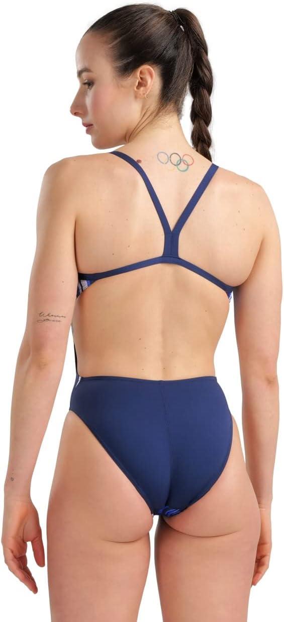 imageArena Womens Arena Performance Womens Marbled Challenge Back SwimsuitNavyNavy Multi