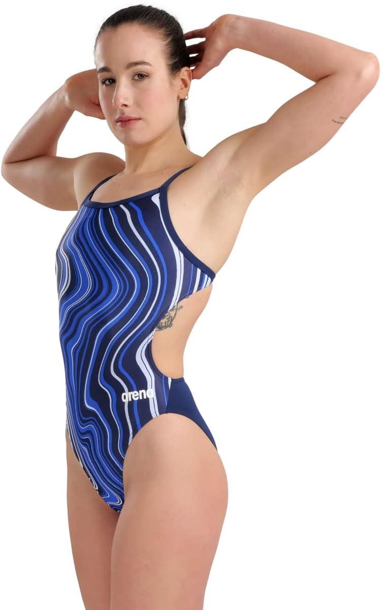 imageArena Womens Arena Performance Womens Marbled Challenge Back SwimsuitNavyNavy Multi