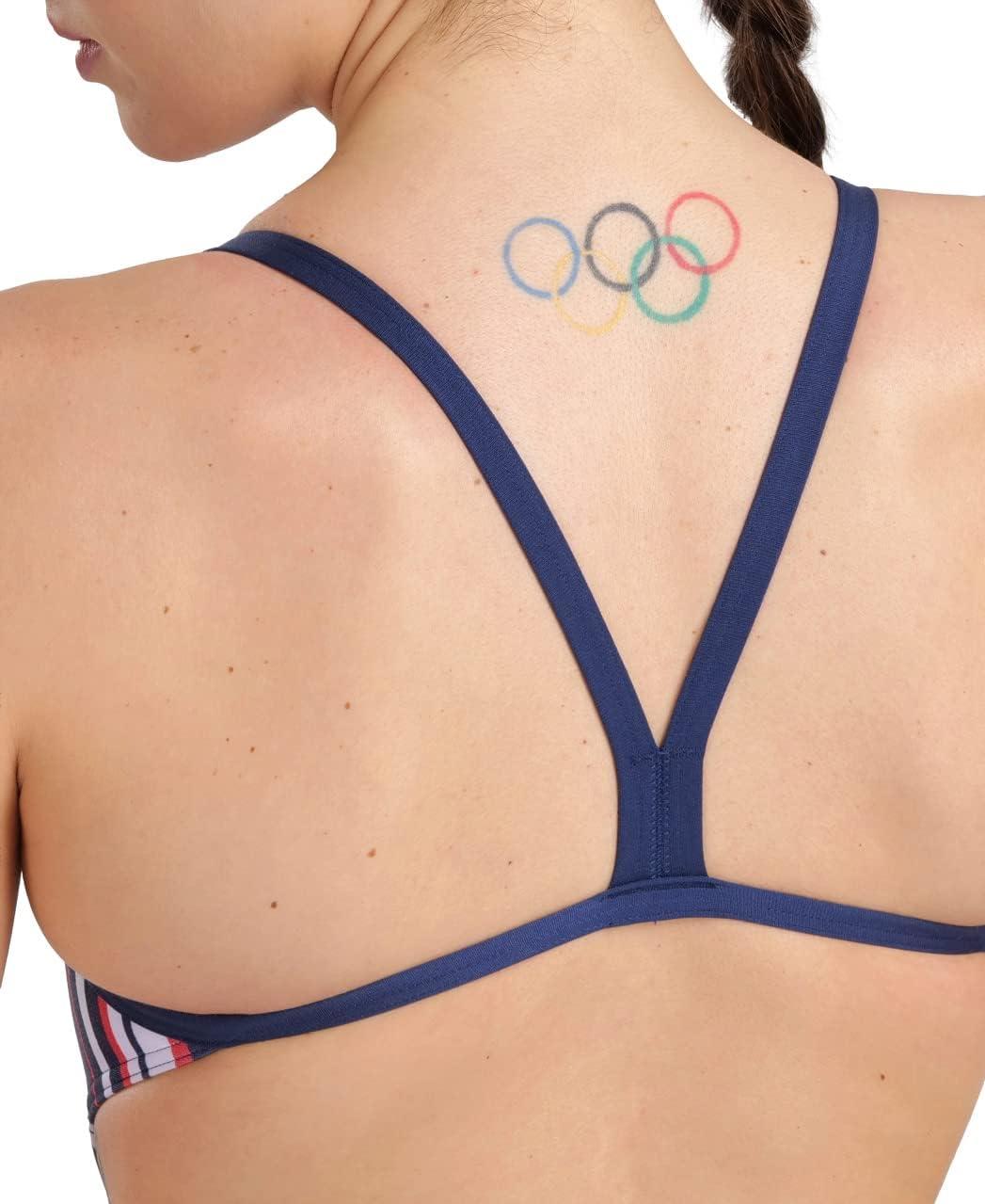 imageArena Womens Arena Performance Womens Marbled Challenge Back SwimsuitNavyRed Multi