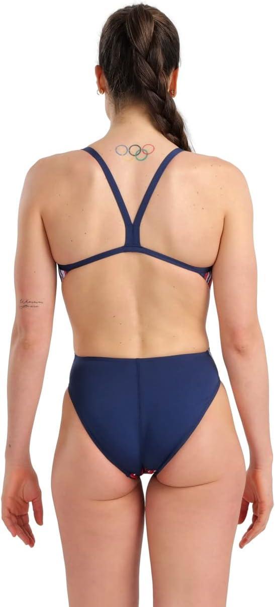 imageArena Womens Arena Performance Womens Marbled Challenge Back SwimsuitNavyRed Multi