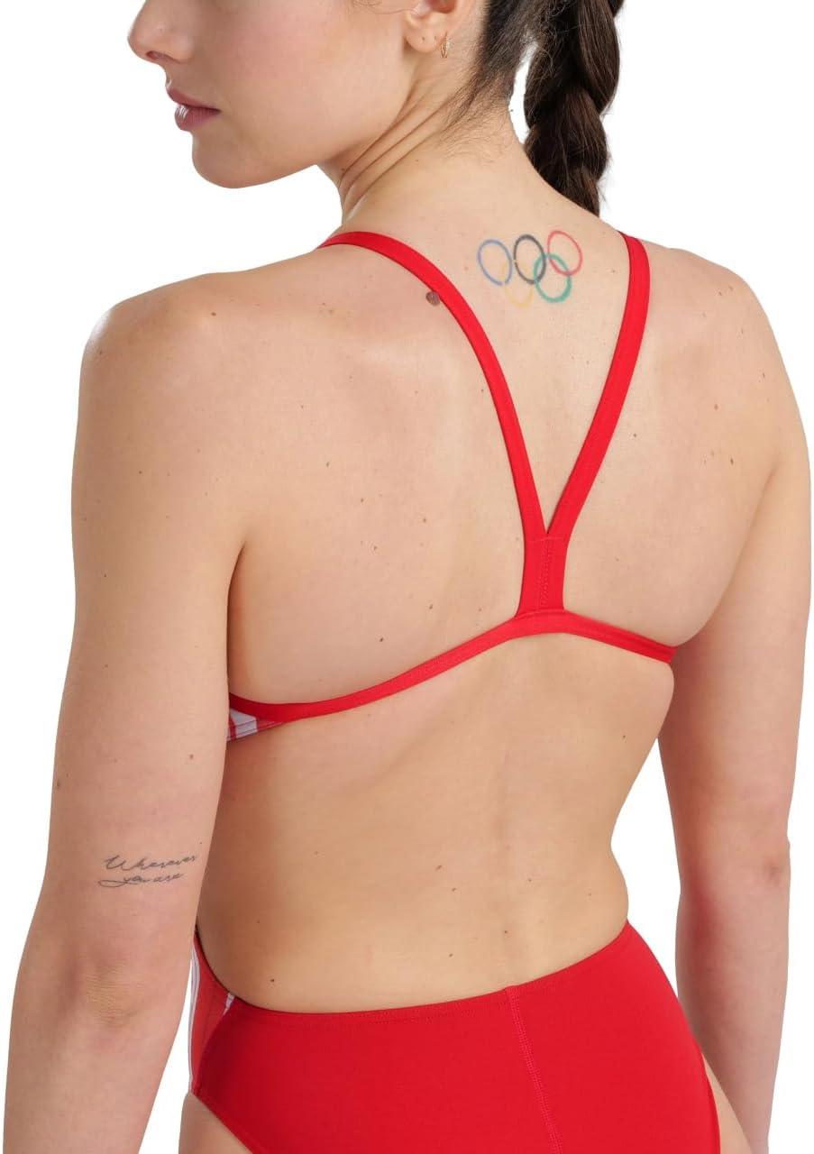 imageArena Womens Arena Performance Womens Marbled Challenge Back SwimsuitRedRed Multi