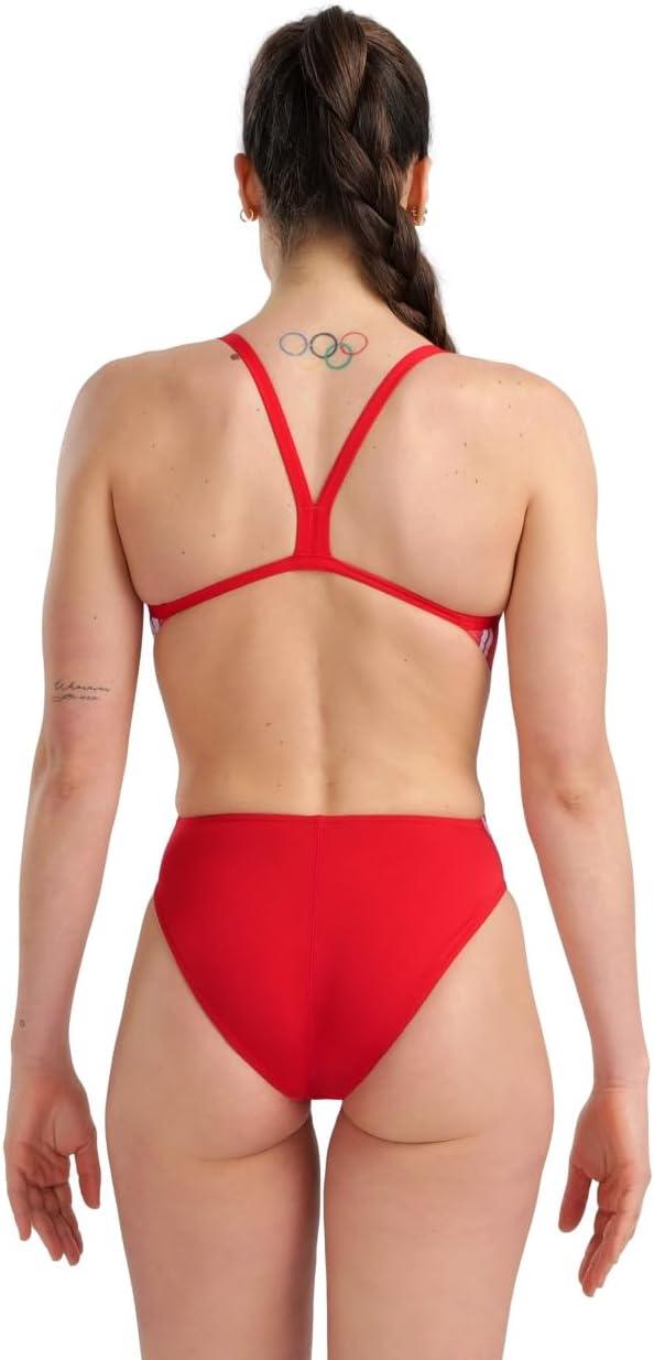 imageArena Womens Arena Performance Womens Marbled Challenge Back SwimsuitRedRed Multi