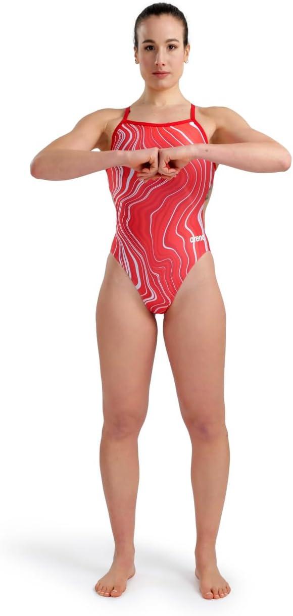 imageArena Womens Arena Performance Womens Marbled Challenge Back SwimsuitRedRed Multi