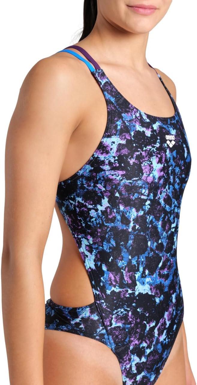 imageArena Womens Arena Performance Womens Rockin Swim Tech Multi Back Training Swimsuit Ladies Bathing SuitMulti WaterBlue RiverPlum