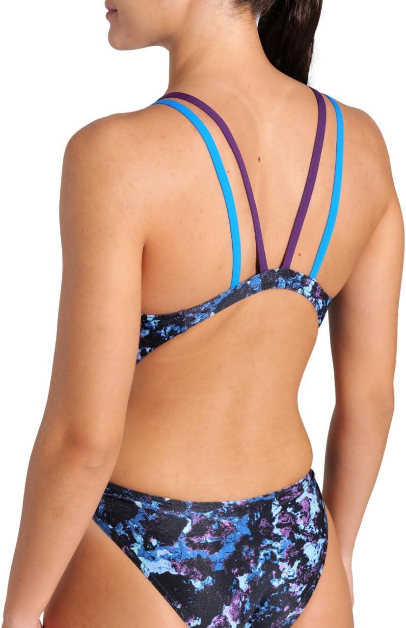 imageArena Womens Arena Performance Womens Rockin Swim Tech Multi Back Training Swimsuit Ladies Bathing SuitMulti WaterBlue RiverPlum