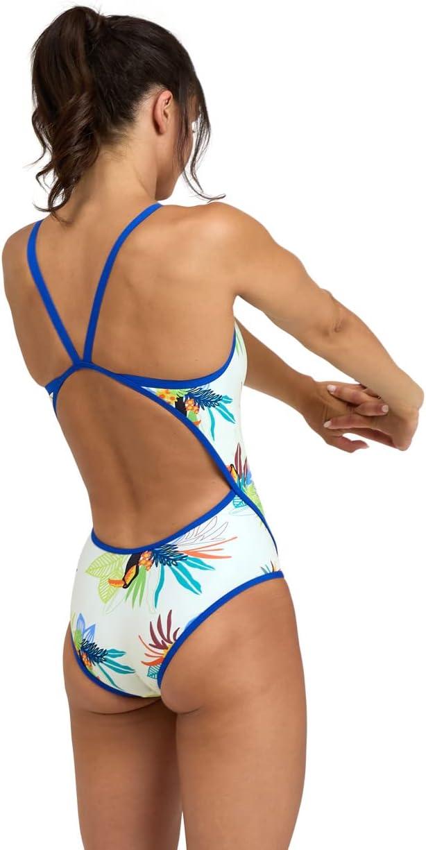 imageArena Womens Arena Performance Womens Toucan Super Fly Back SwimsuitNeon BlueWhite Multi
