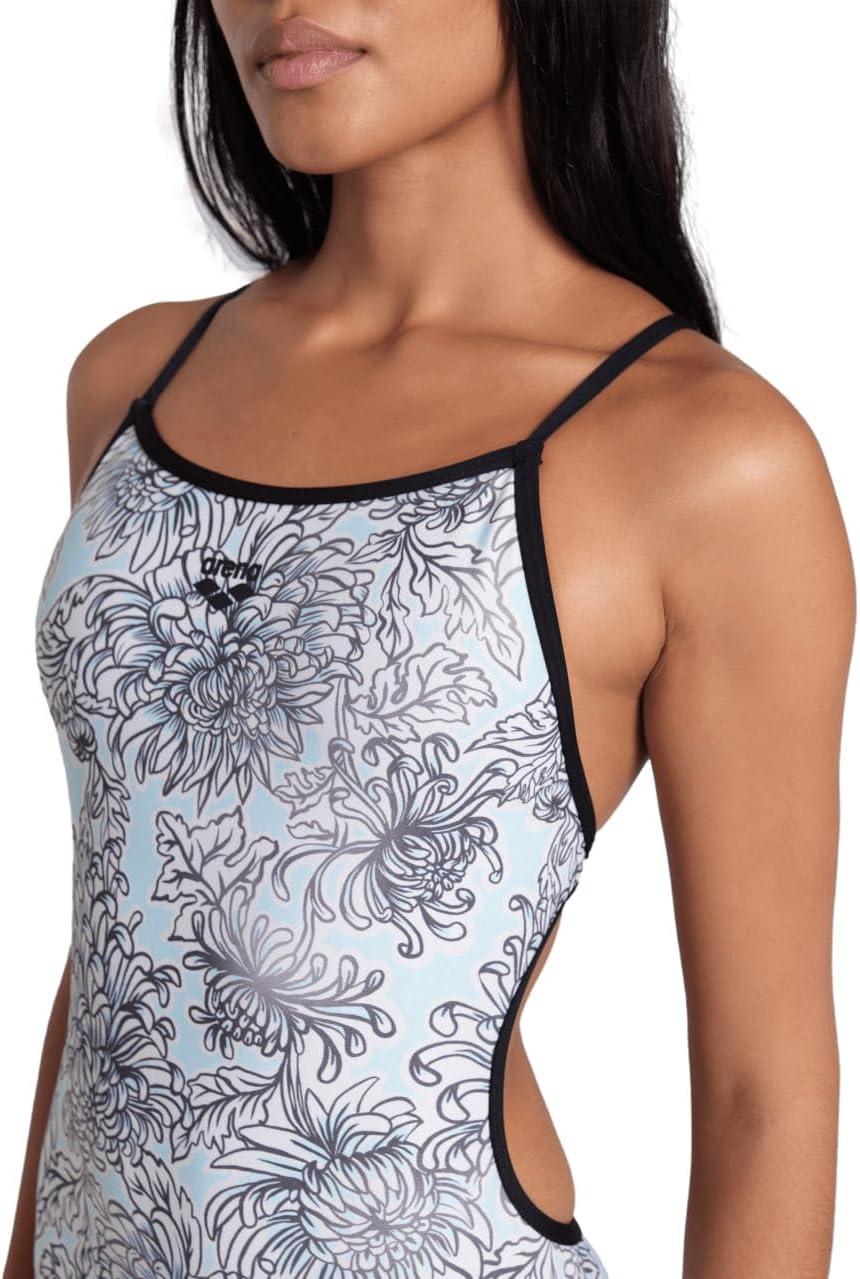 imageArena Womens Arena Performance Womens White Floral Lace Back SwimsuitWhiteBlackMulti