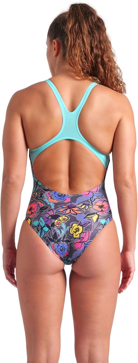 imageArena Womens Arena Womens Performance Vivid Repeat Swim Pro Back Athletic One Piece SwimsuitGrey MultiWater