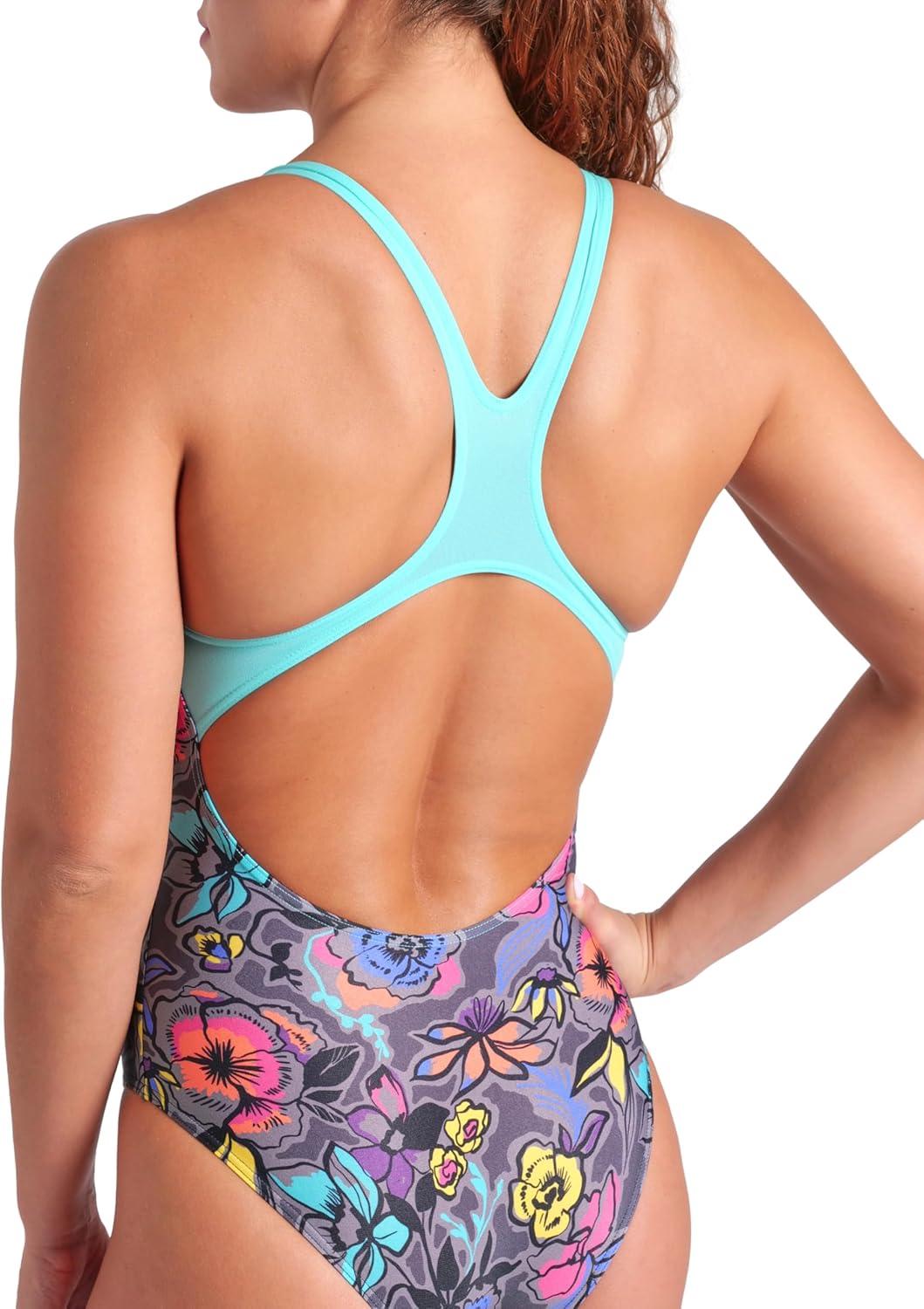 imageArena Womens Arena Womens Performance Vivid Repeat Swim Pro Back Athletic One Piece SwimsuitGrey MultiWater