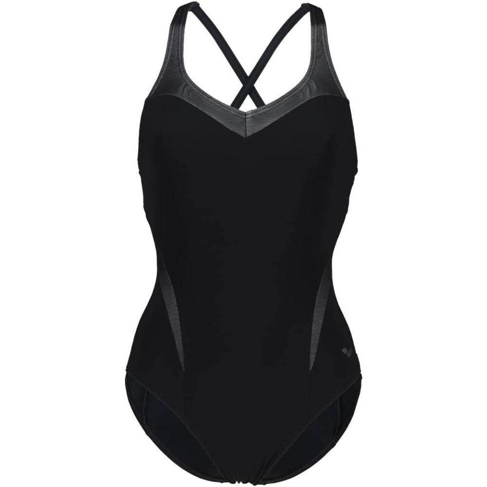 imageARENA Bodylift Womens Isabel BCup One Piece Shaping Swimsuit Light Cross Back UV Protection Tummy Control Bathing SuitBlackWhite