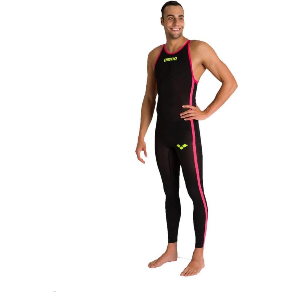 imageARENA Mens Powerskin REvo Closed Back Full Body Swimsuit for Open Water Racing SwimmingBlack  Fluo Yellow