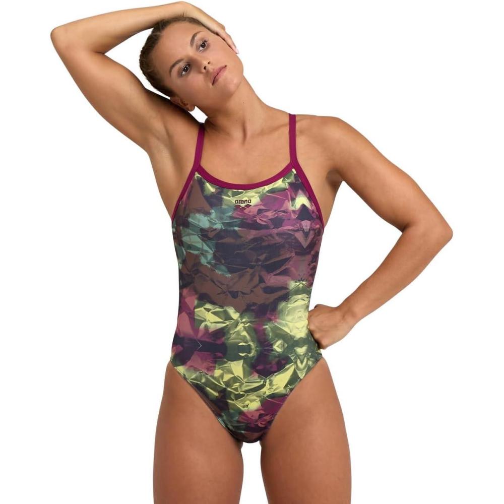 imageARENA Performance Hero Camo Womens Swimsuit Challenge Back One Piece MaxLife Training SuitRed FandangoMulti
