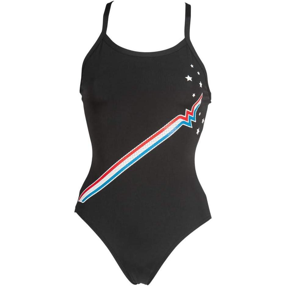 imageARENA Womens Country Flags Light Drop Back One Piece Swim SuitBlack