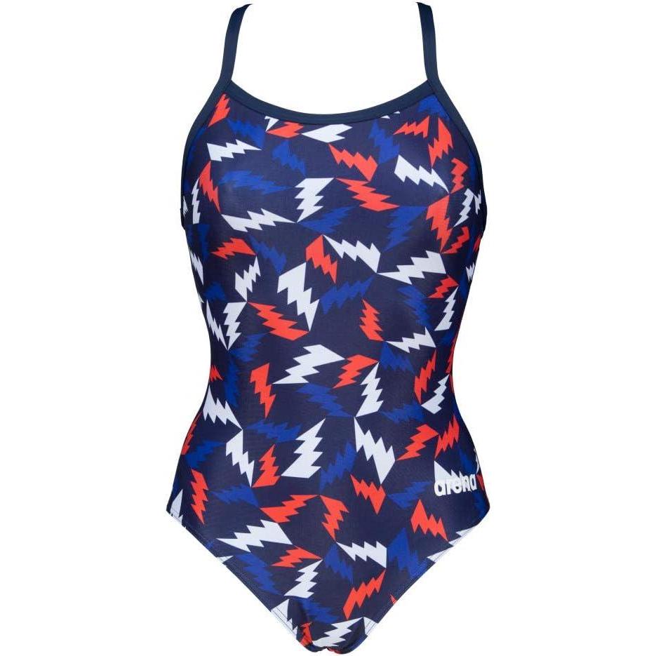 imageARENA Womens Kikko Light Drop Back One Piece  Chlorine Resistant UV Protection Supportive Thin Straps SwimsuitLightning Colors NavyRed