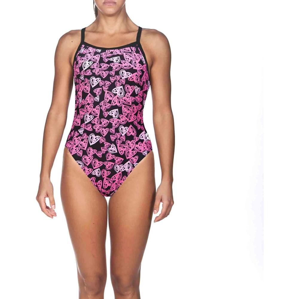 imageARENA Womens Palm Forest Challenge Back One Piece FlHeartsbreast Cancer Awareness Month