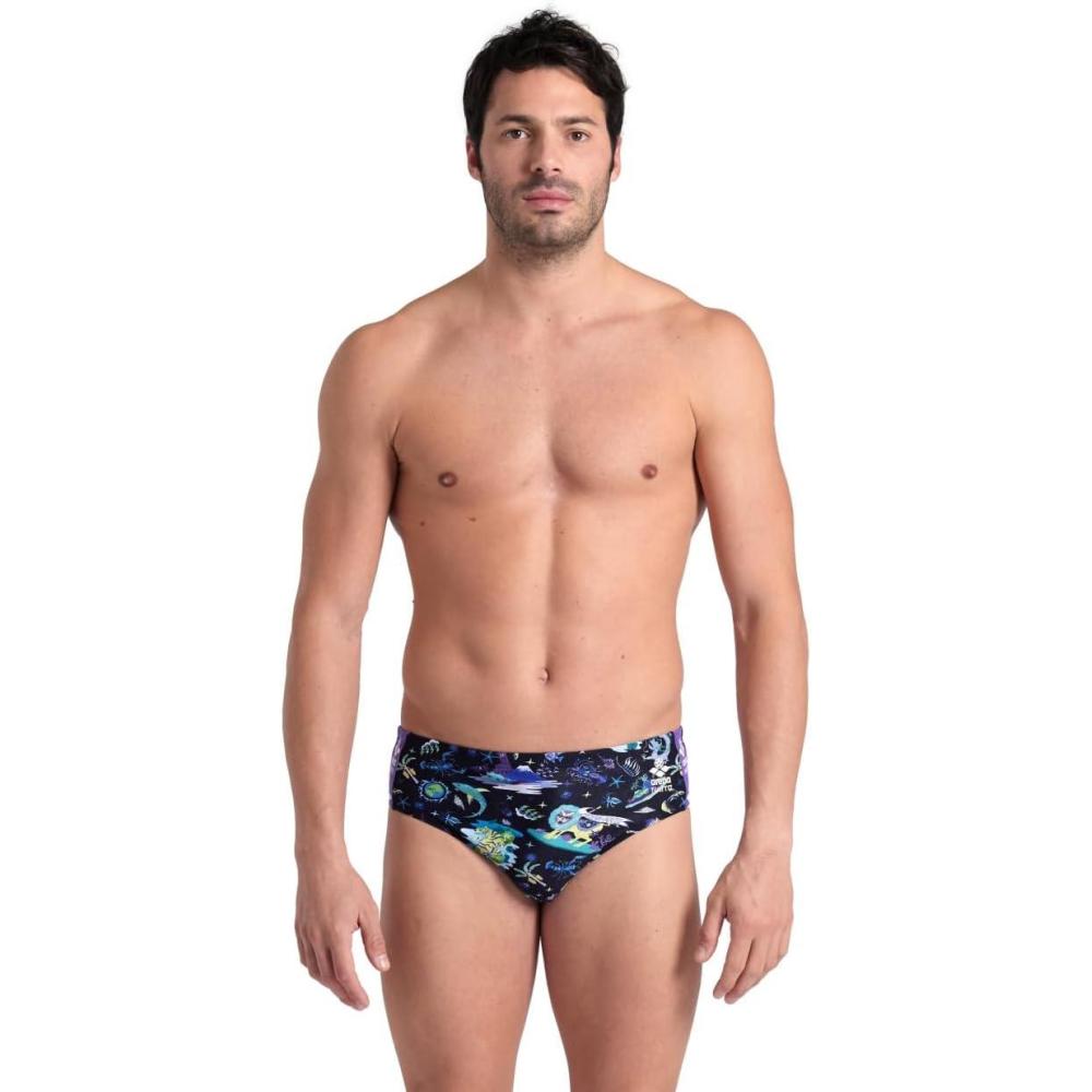 imageArena Mens Arena Fun Planet Capsule Collection Mens Swim BriefsBlack Multi