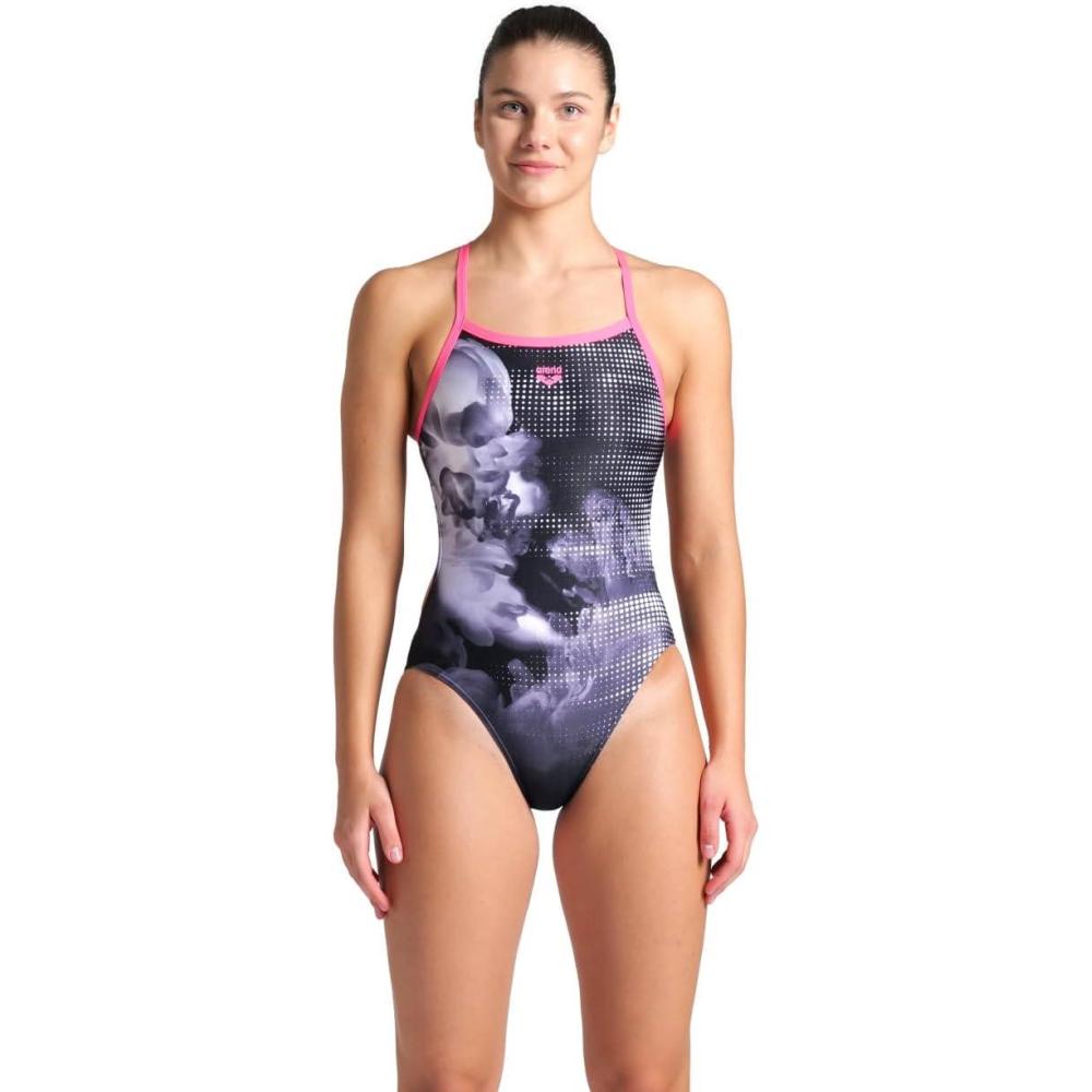 imageArena Womens Arena Performance Womens Airbrush Challenge Back Swimsuit Sporty Bathing SuitShocking PinkBlackMulti