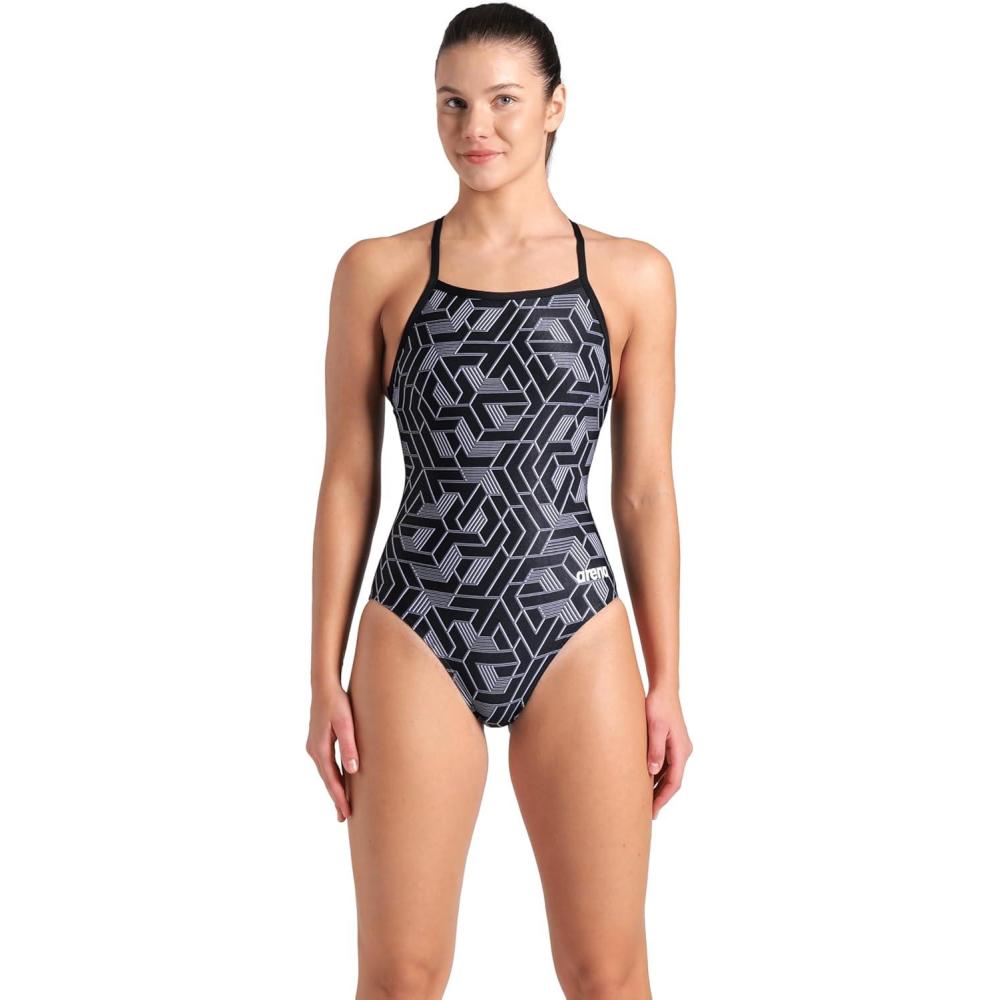 imageArena Womens Arena Performance Womens Escape Team Print Light Drop Back Ladies Training SwimsuitBlackTeam Black