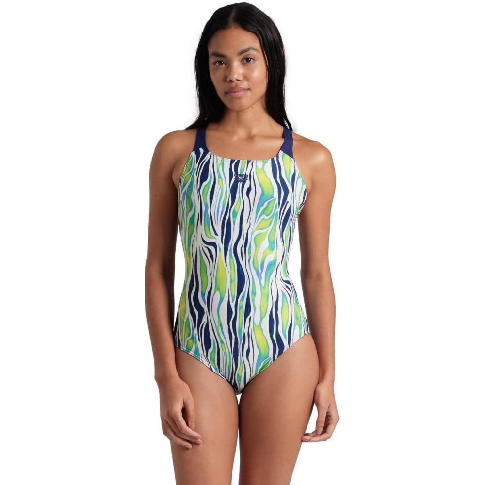 imageArena Womens Arena Performance Womens Zebra Stripes Swim Pro Back SwimsuitMultiNavy
