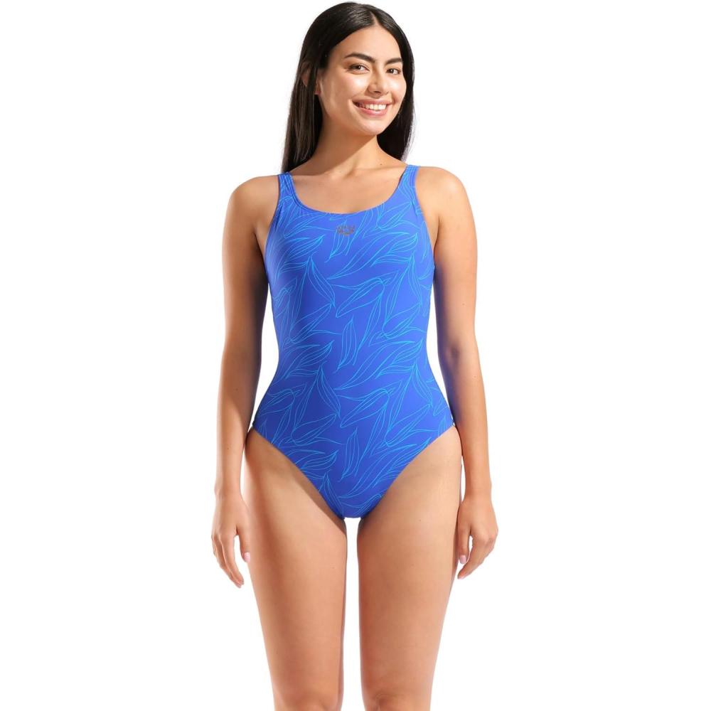 imageArena Womens Shapewear Marisa U Back BCup Ladies Swimsuit Tummy Control Shaping Bathing SuitBright Blue MultiBright Blue