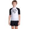 imageARENA Unisex Kids Junior Rash Vest Graphic Print Short Sleeves Quick Drying Soft Swim Shirt with UV Sun Protection UPF 40 Lightweight for Pool Beach Swimming WhiteBlack US Size 30
