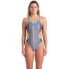 imageARENA Womens One Scale Double Cross Back Practice Swimsuit Competition Bathing SuitWhite MultiBlue RiverSoft Green