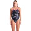 imageARENA Womens Performance Frozen Leaves Lightdrop Back Athletic One Piece SwimsuitBlack MultiShocking Pink