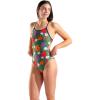 imageArena Womens Arena Performance Womens Rain Forest Tie Back Swimsuit Ladies Sports Bathing SuitMulti GreenNavy