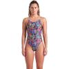imageArena Womens Arena Womens Performance Vivid Repeat Swim Lace Plus Back One Piece SwimsuitGrey MultiWaterBright Coral