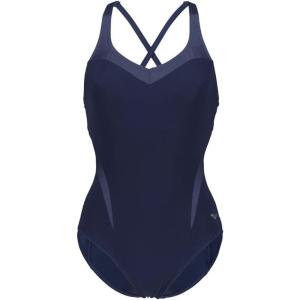 ARENA Bodylift Women’s Isabel B-Cup One Piece Shaping Swimsuit Light Cross Back UV Protection Tummy Control Bathing Suit(Navy/Bright Blue)