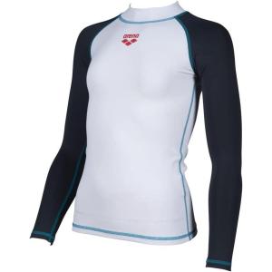 ARENA Girls Girl’s Long Sleeves Rash Vest, Swim Shirt with Uv Sun Protetion(White/Ash Grey)