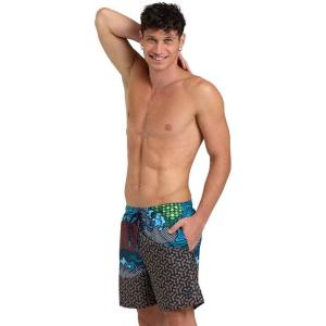 ARENA- Men’s Boxer Swim Trunks, Swimming Shorts, Athletic Bathing Suit for Men, Quick Drying, External Drawstring(Sky&beach)