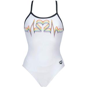 ARENA Women’s Country Flags Light Drop Back One Piece Swim Suit(Pride White)