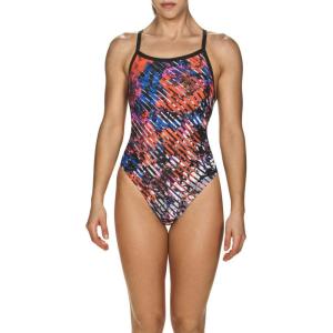 ARENA Women’s Palm Forest Challenge Back One Piece Fl(Hyper Floral Stripes)
