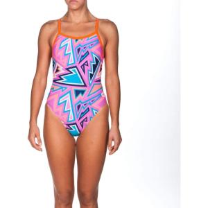 ARENA Women’s Palm Forest Challenge Back One Piece Fl(Navy-mango)