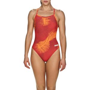ARENA Women’s Palm Forest Challenge Back One Piece Fl(Palm Forest Red/Orange)