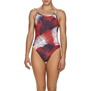 ARENA Women’s Palm Forest Challenge Back One Piece Fl(Palm Forest Red/White/Blue)