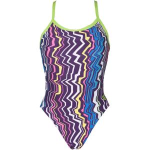 ARENA Women’s Palm Forest Challenge Back One Piece Fl(Zig Zag Purple/Leaf)