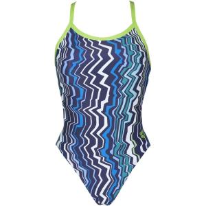 ARENA Women’s Palm Forest Challenge Back One Piece Fl(Zig Zag Royal/Leaf)
