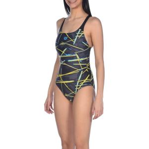 ARENA Women’s Standard Print Swim Pro Back MaxLife One Piece Athletic Training Swimsuit(Light Beams Black)