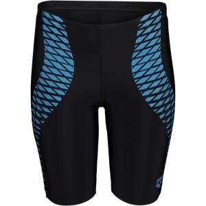 Arena Boys Feel Openings Print Swim Jammer Knee-Length Swimsuit Sports Bathing Suit(Black/Turquoise)