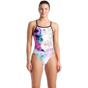 Arena Womens Arena Performance Women’s Airbrush Challenge Back Swimsuit Sporty Bathing Suit(Black/White/Multi)