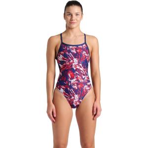 Arena Womens Arena Performance Women’s Crackle Team Print Challenge Back Ladies Training Swimsuit(Navy/Team Red White Blue)