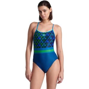 Arena Womens Arena Performance Women’s Pyramid Lace Back Swimsuit(Black/Blue/Multi)